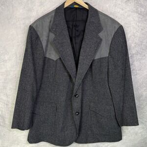Vtg Pendleton Western Blazer Mens sz 52 Wool Suede Herringbone USA Elbow Patches